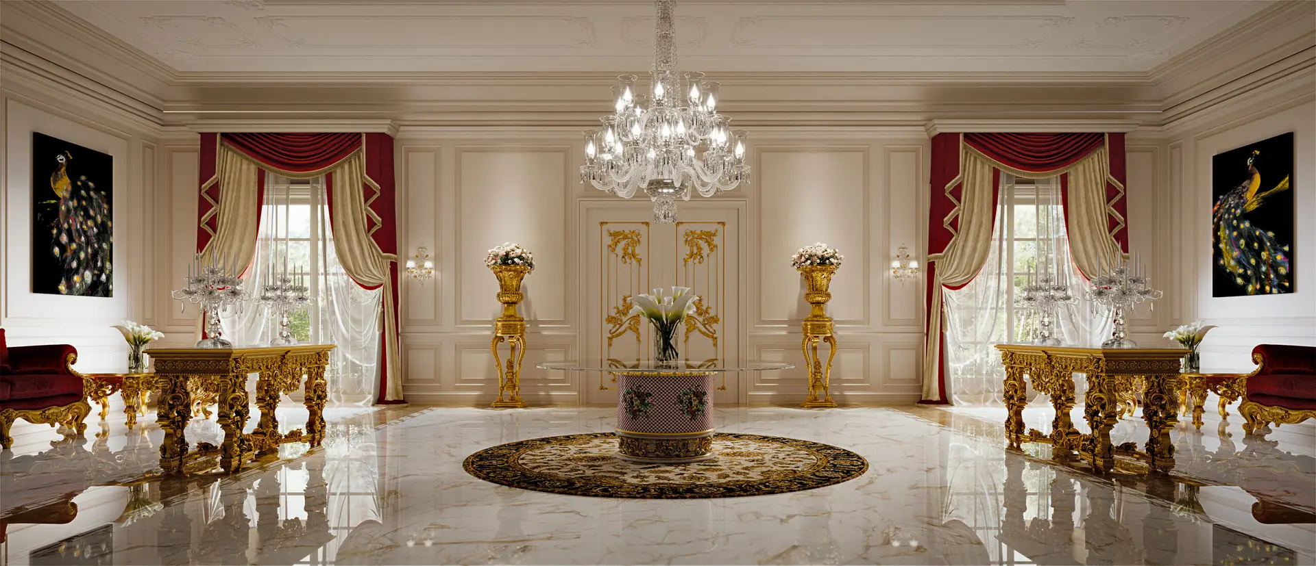 Classic Carved frame Entrance furniture, finished in gold leaf
